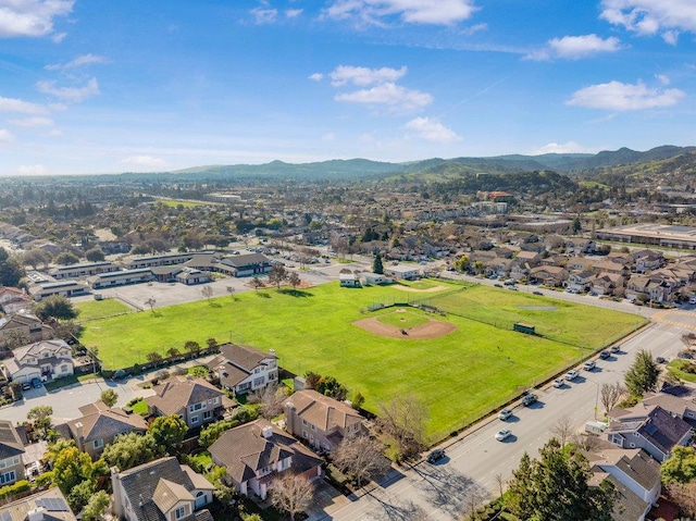 aerial view with a mountain view