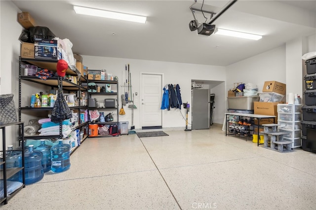 garage with a garage door opener