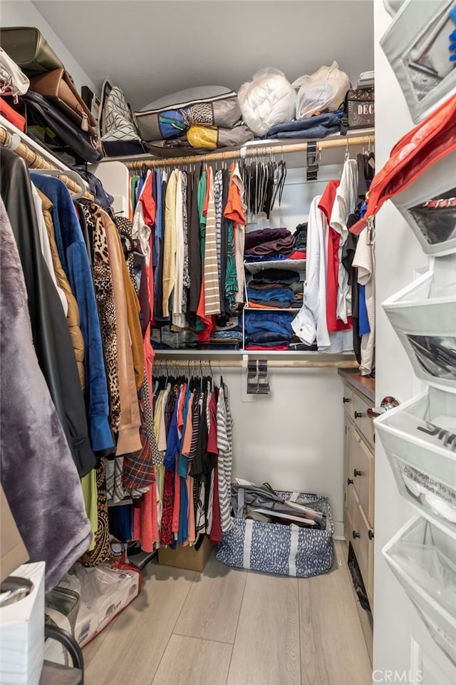 walk in closet featuring wood-type flooring