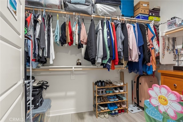 walk in closet featuring light hardwood / wood-style floors