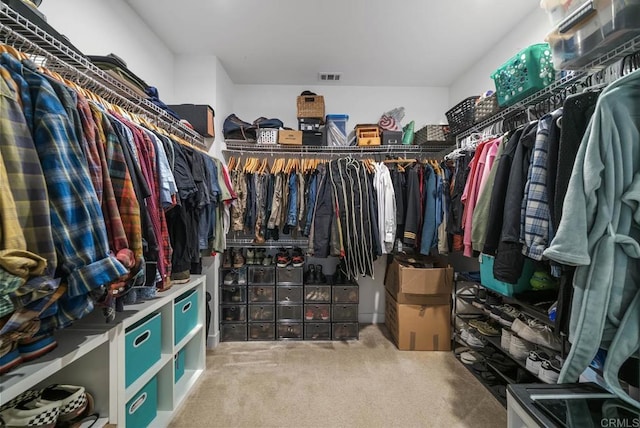 spacious closet featuring carpet floors