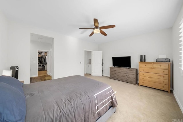 bedroom with carpet floors and ceiling fan