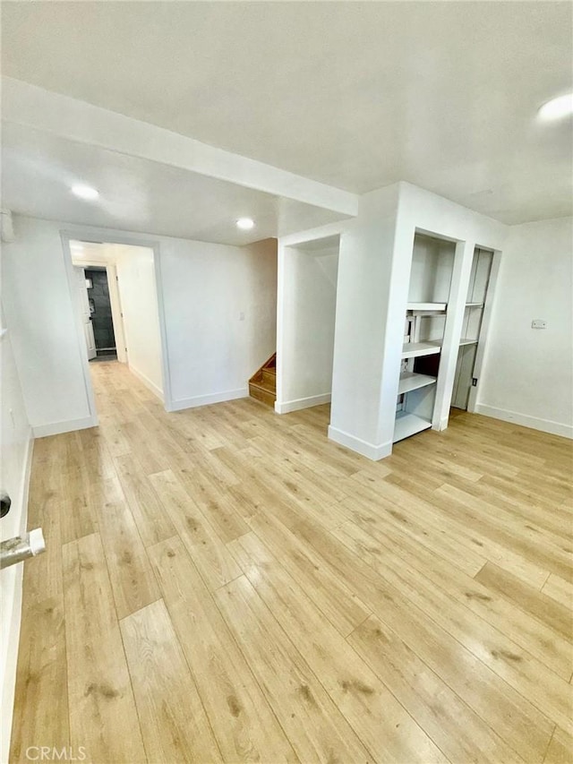 unfurnished living room featuring light hardwood / wood-style flooring