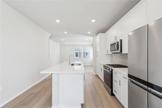 2718 Crozier Ct, Pomona, CA 91767 - kitchen featuring appliances with stainless steel finishes, a sink, light wood-style flooring, backsplash, and recessed lighting