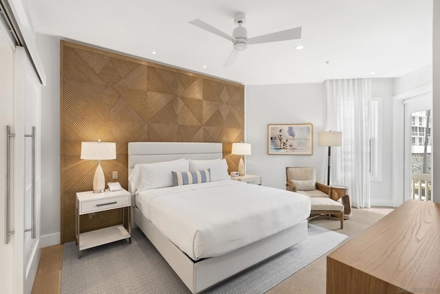 bedroom featuring ceiling fan