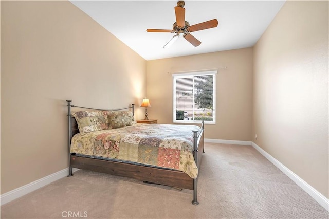 bedroom with carpet floors and ceiling fan