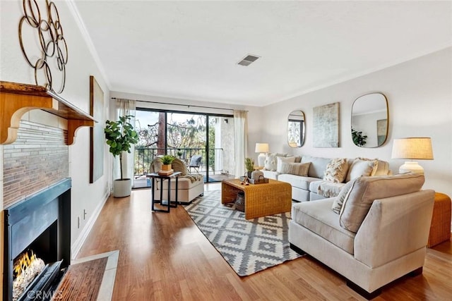 living room with wood-type flooring