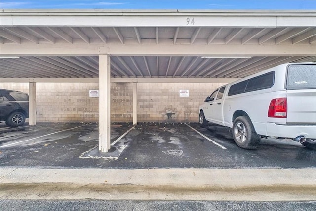 view of covered parking lot