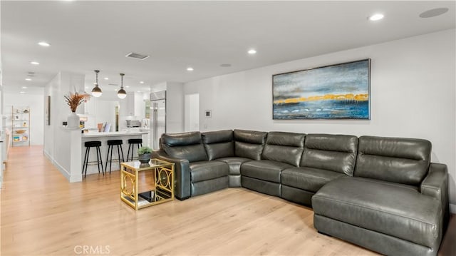 living room featuring light hardwood / wood-style flooring