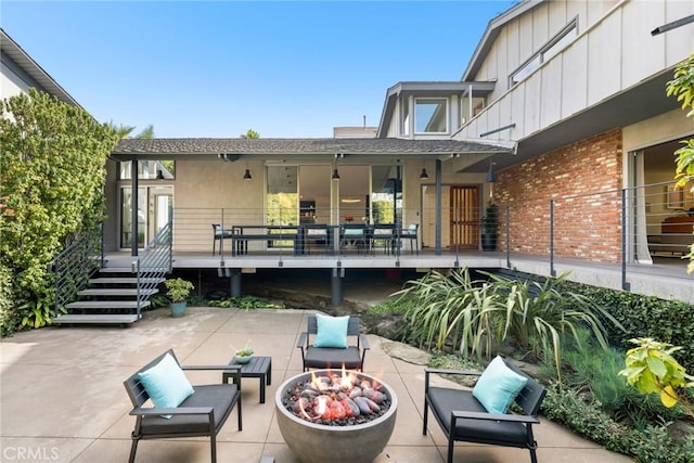 1900 Catalina St, Laguna Beach, CA 92651 - view of patio / terrace featuring a deck and an outdoor fire pit