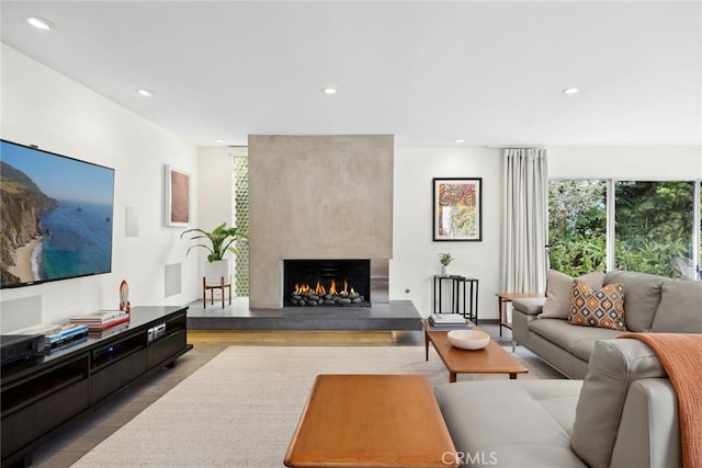 1900 Catalina St, Laguna Beach, CA 92651 - living area featuring recessed lighting, wood finished floors, and a fireplace