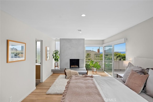 1900 Catalina St, Laguna Beach, CA 92651 - living room with light wood-style floors, baseboards, a large fireplace, and recessed lighting