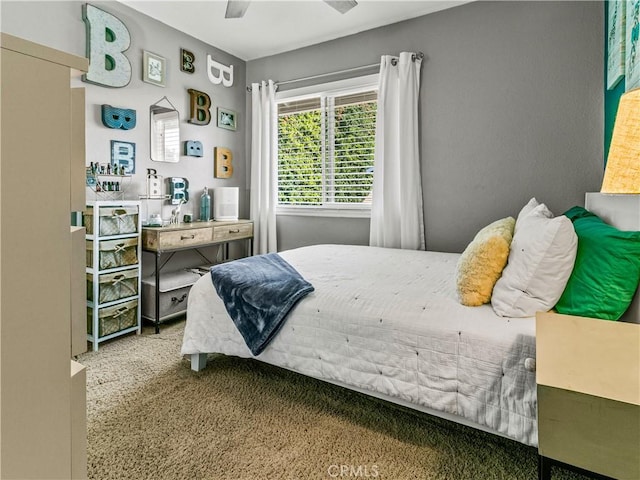 bedroom with carpet and ceiling fan