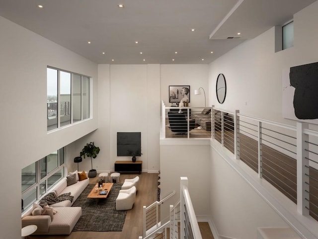 living room with wood-type flooring