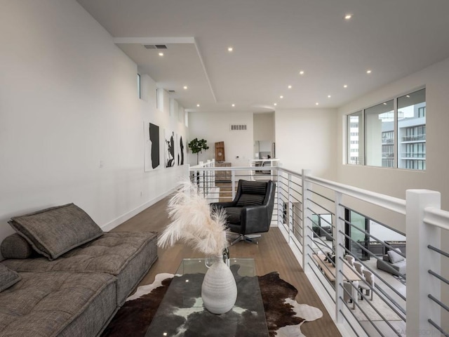 living room with hardwood / wood-style flooring