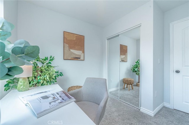 office space with carpet flooring and baseboards