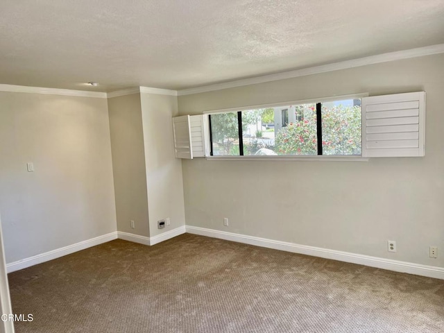 205 Pirie Rd Unit 64, Ojai, CA 93023 - carpeted empty room with ornamental molding and a textured ceiling