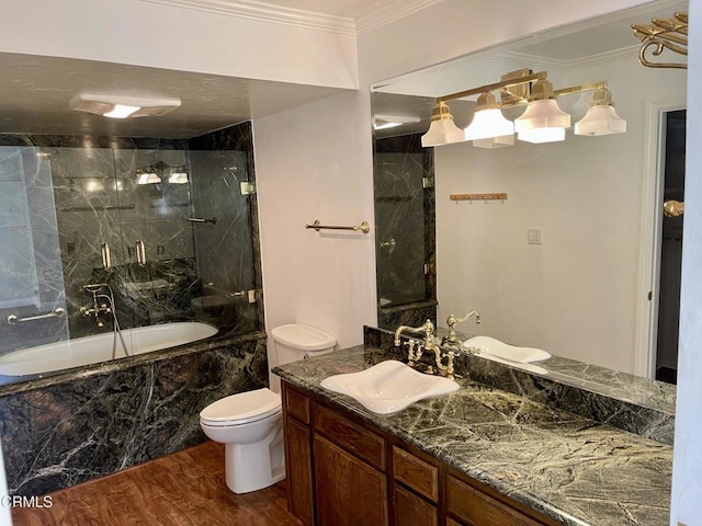 205 Pirie Rd Unit 64, Ojai, CA 93023 - full bath with ornamental molding, wood finished floors, and vanity
