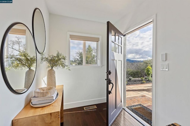 entryway with hardwood / wood-style flooring