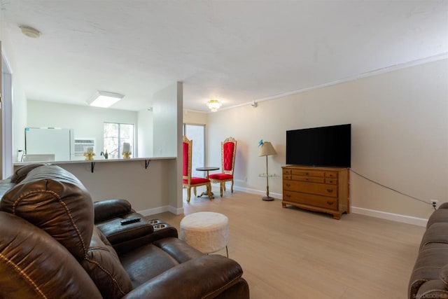 living room with light hardwood / wood-style flooring