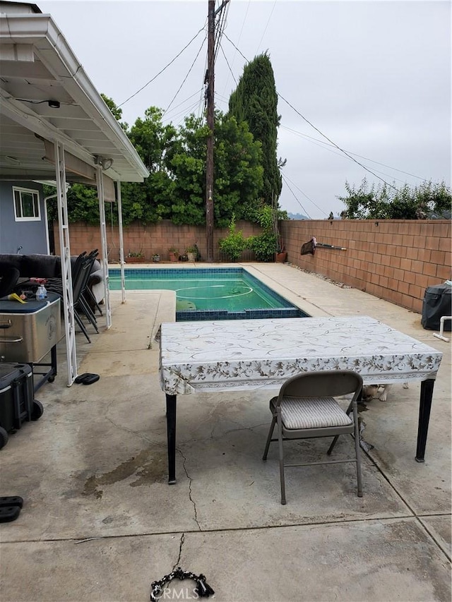 view of swimming pool with a patio area