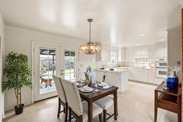 dining space with french doors