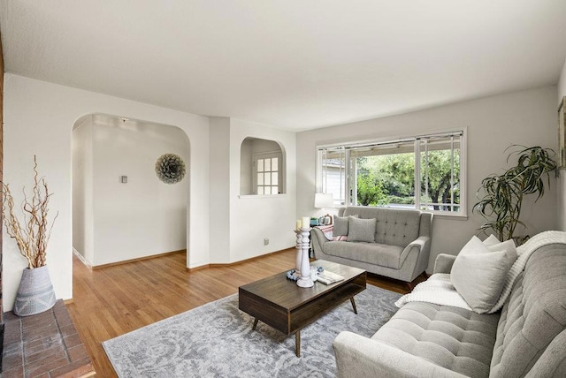 living room featuring wood-type flooring