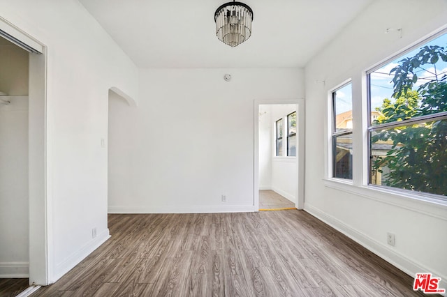 spare room featuring wood-type flooring