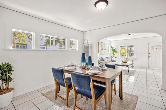 view of tiled dining space