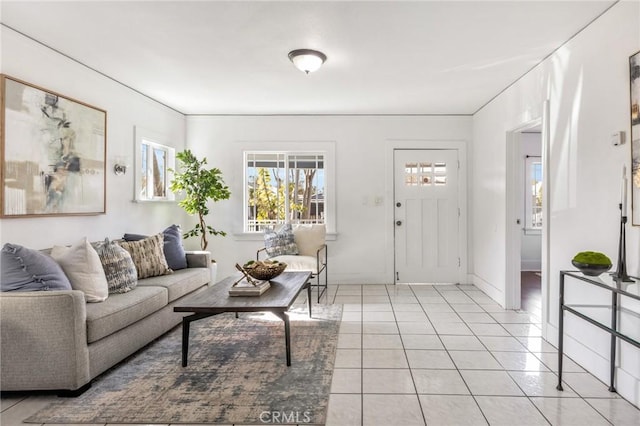 view of tiled living room