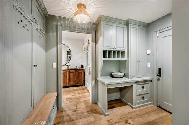 mudroom featuring light hardwood / wood-style flooring