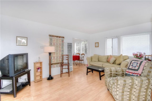 living room featuring a healthy amount of sunlight and light wood-type flooring