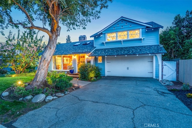 view of front of house with a garage