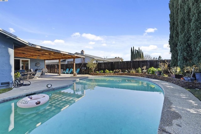 view of swimming pool featuring a patio