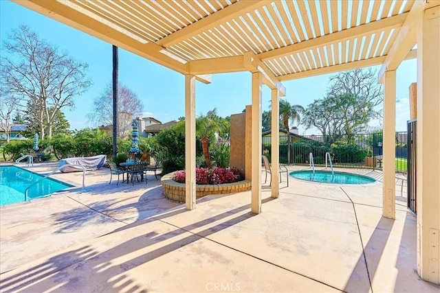 view of patio with a community pool and a pergola