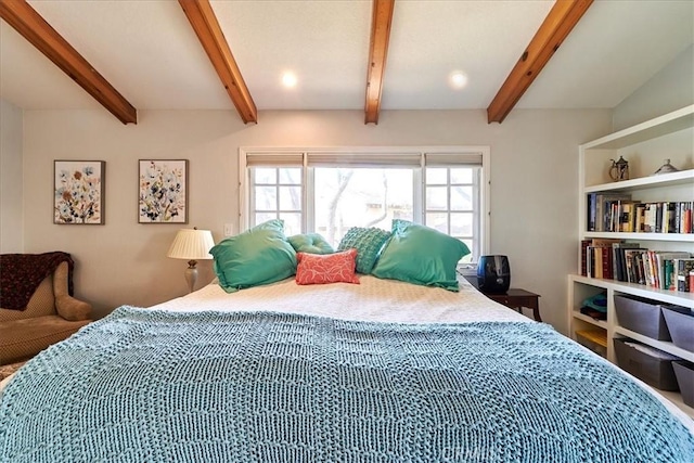 bedroom with beamed ceiling