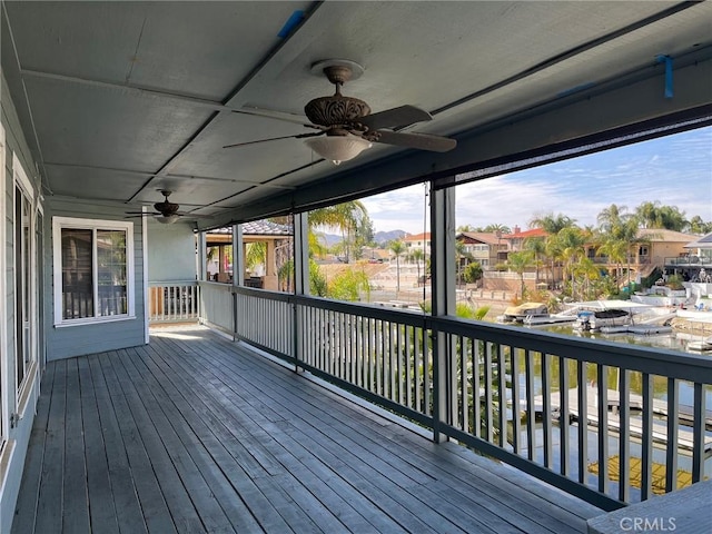 deck featuring ceiling fan