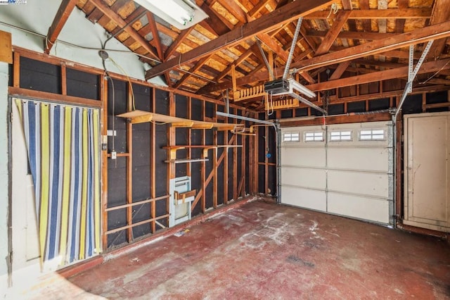 garage with a garage door opener