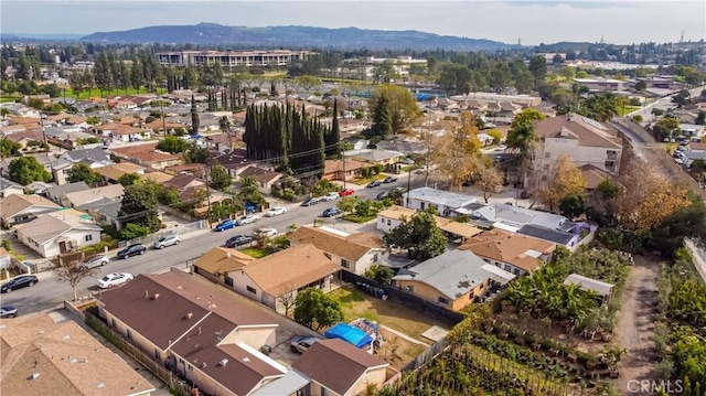 birds eye view of property with a mountain view