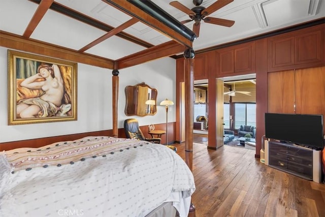 bedroom with dark wood-type flooring