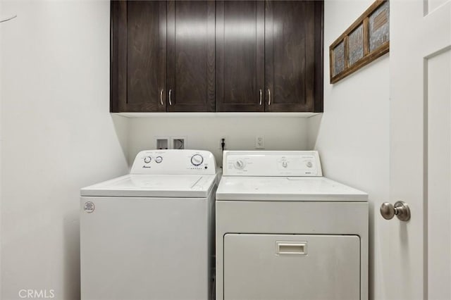 laundry room featuring cabinets and independent washer and dryer