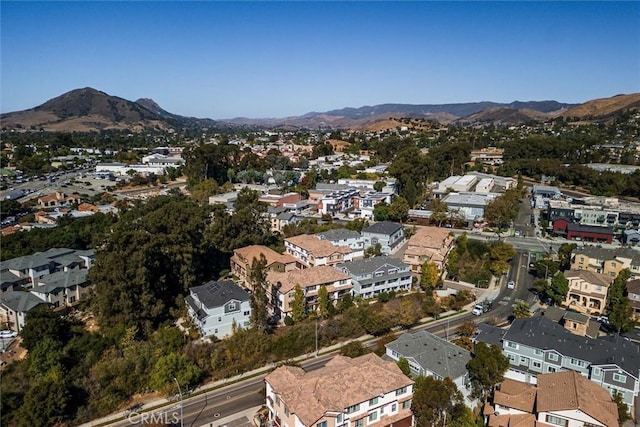 aerial view with a mountain view