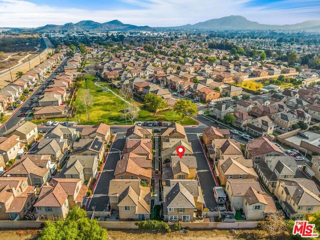 aerial view with a mountain view