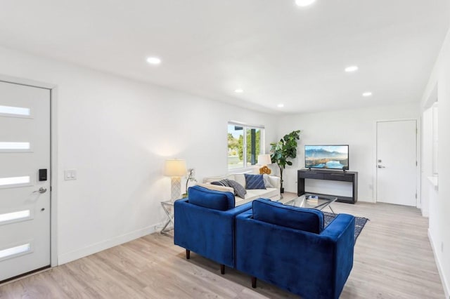 living room featuring light wood-type flooring