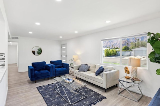 living room featuring light wood-type flooring