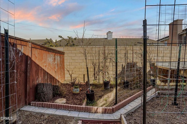 view of yard at dusk