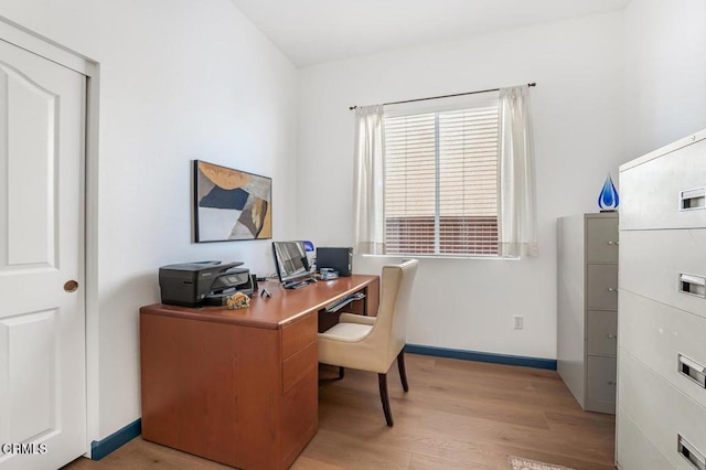 office space featuring light hardwood / wood-style flooring