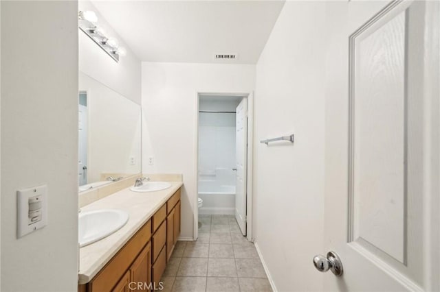 bathroom featuring tile patterned flooring, vanity, and toilet