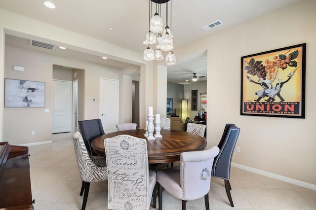 dining space with light tile patterned floors