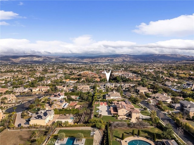 drone / aerial view with a mountain view